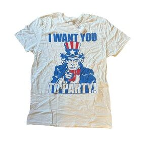 Fifth Sun “I Want You” Uncle Sam Graphic T-Shirt Men’s Size M White 100% Cotton